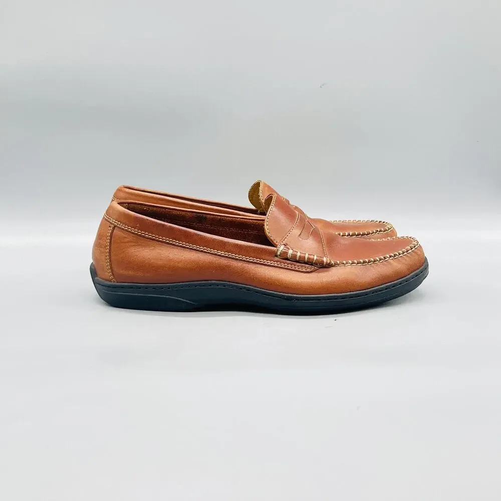 Cole Haan Shoes Men 9 Brown Leather Penny Loafers Moc Toe Slip On Casual Comfort